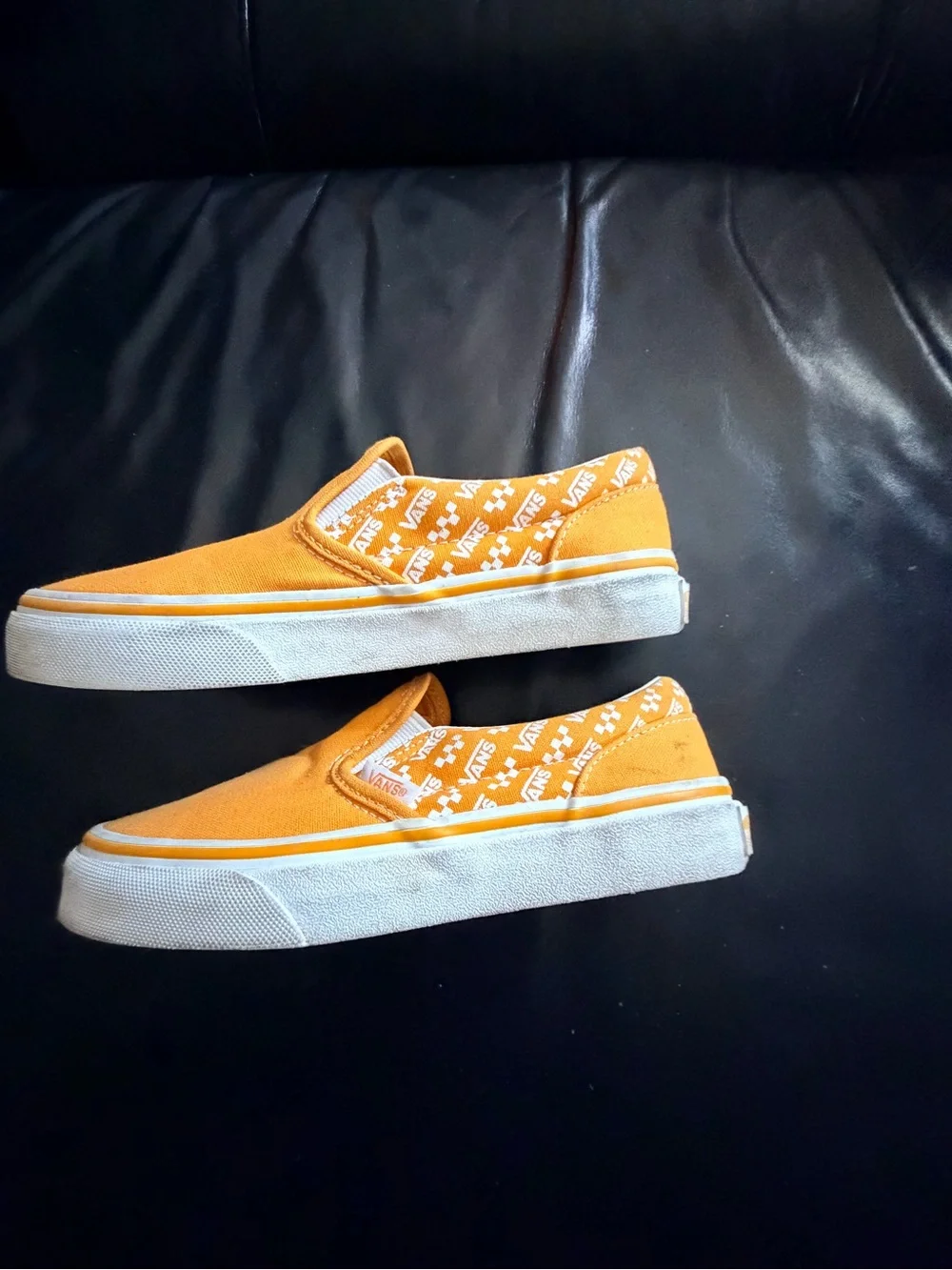 Vans Yellow Canvas Slip-On Sneakers with White Trim sz 1